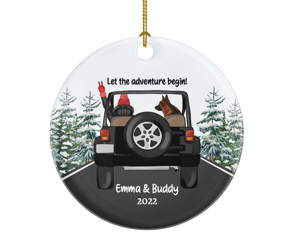 Driver Female Dog and in a SUV Car Personalized Christmas Ornament New Driver Custom Pet Lover Owner Women Gift Fur Holiday Rescue