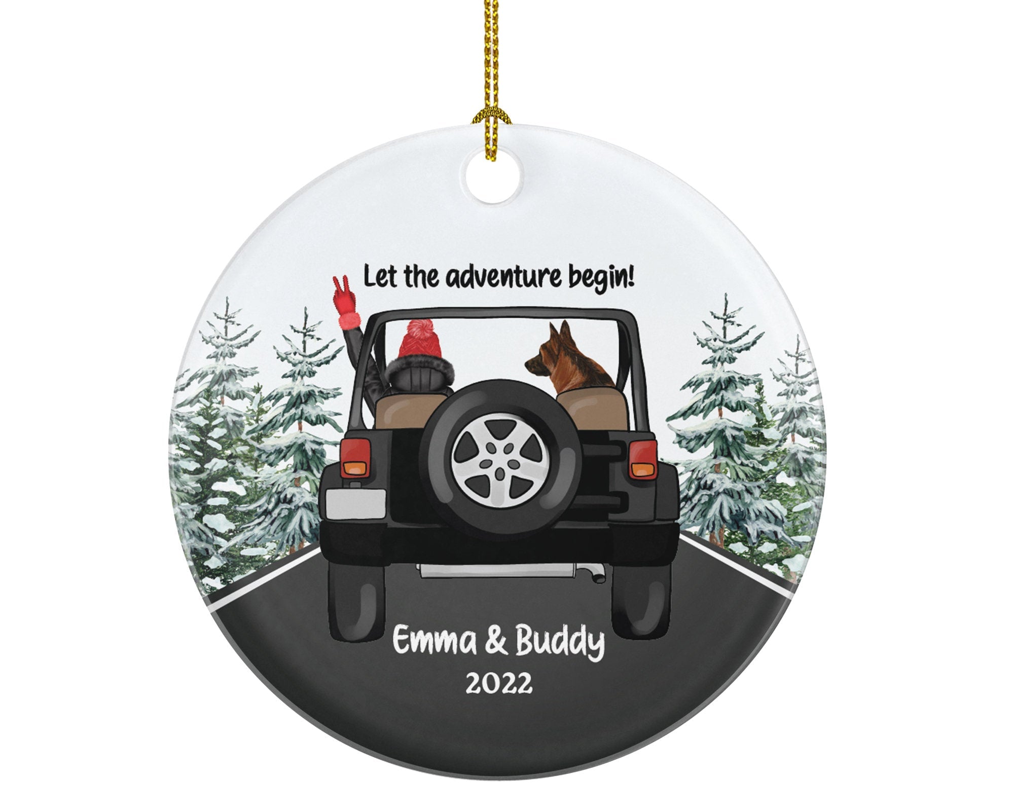 Driver Female Dog and in a SUV Car Personalized Christmas Ornament New Driver Custom Pet Lover Owner Women Gift Fur Holiday Rescue