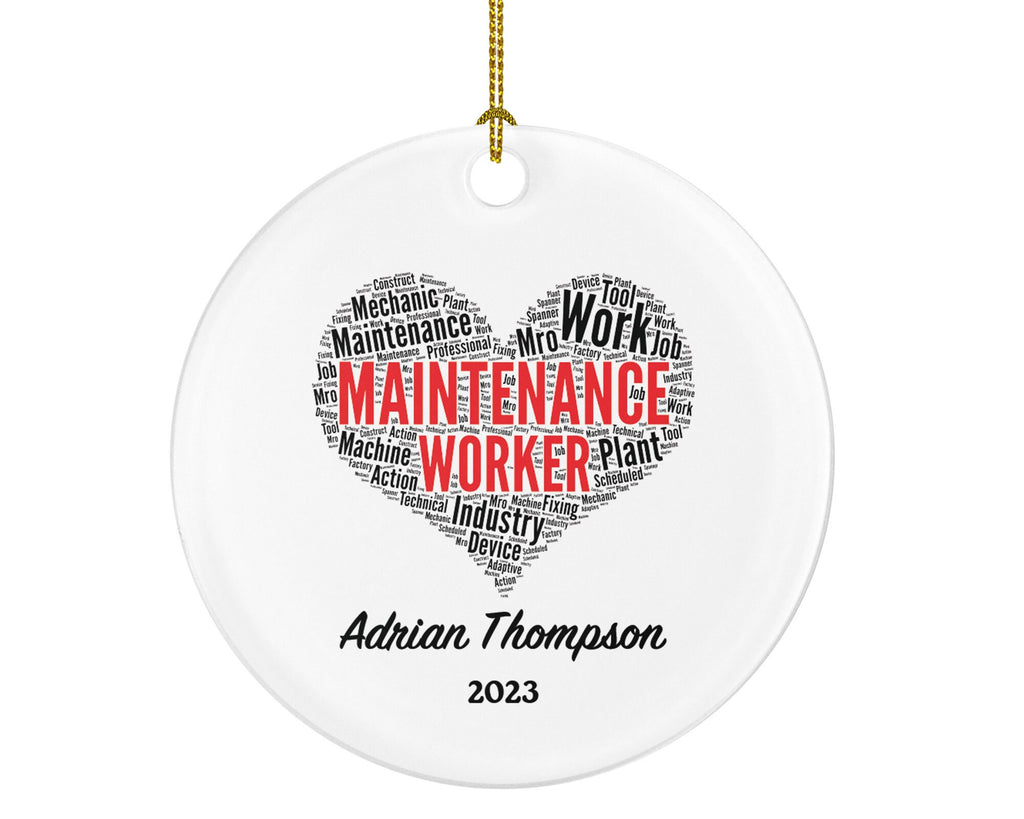 Maintenance Worker Ornament Personalized - Word Art Christmas Gift for a Maintenance Worker Custom Name