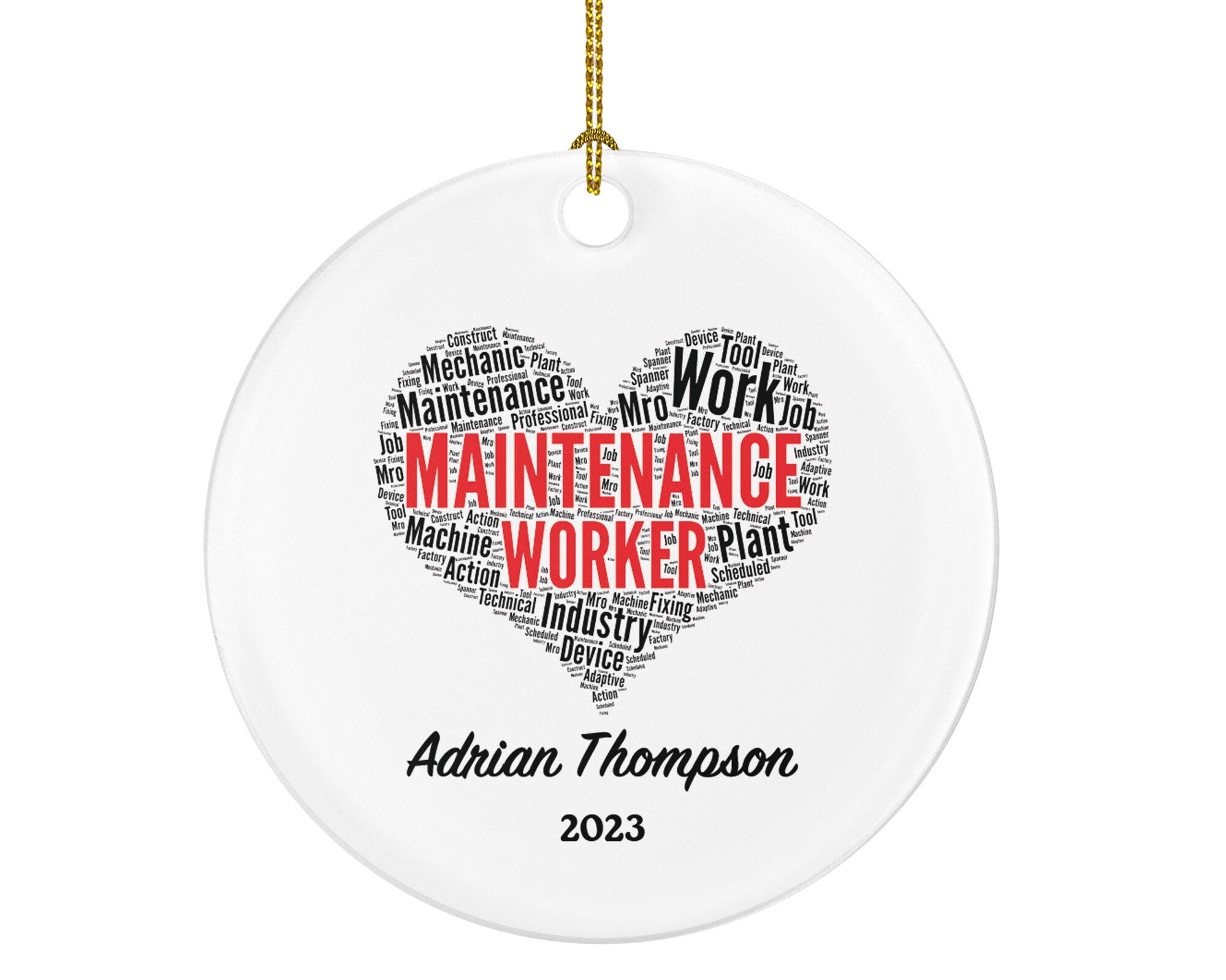 Maintenance Worker Ornament Personalized - Word Art Christmas Gift for a Maintenance Worker Custom Name