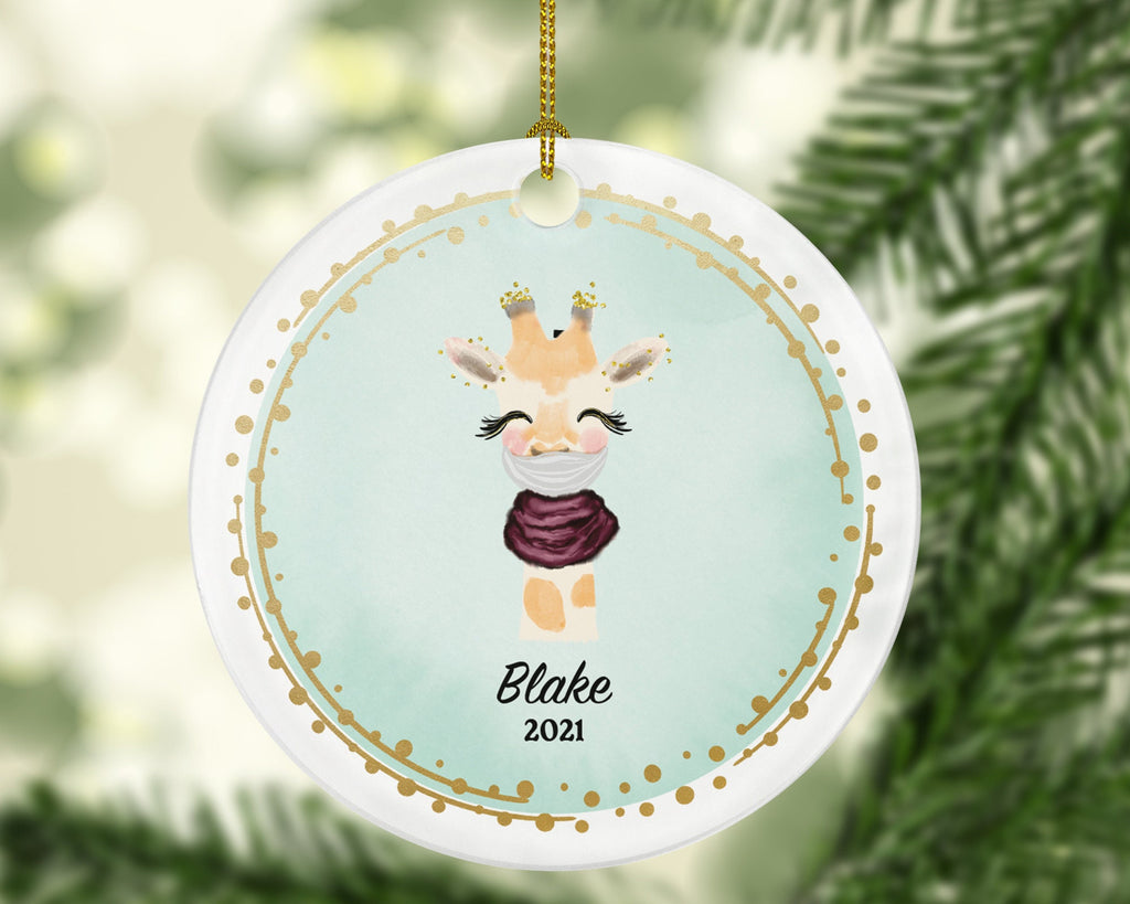 Kid with mask Christmas Ornament Personalized, Custom Child Children Baby Covid Quarantine Survivor Bear Pandemic