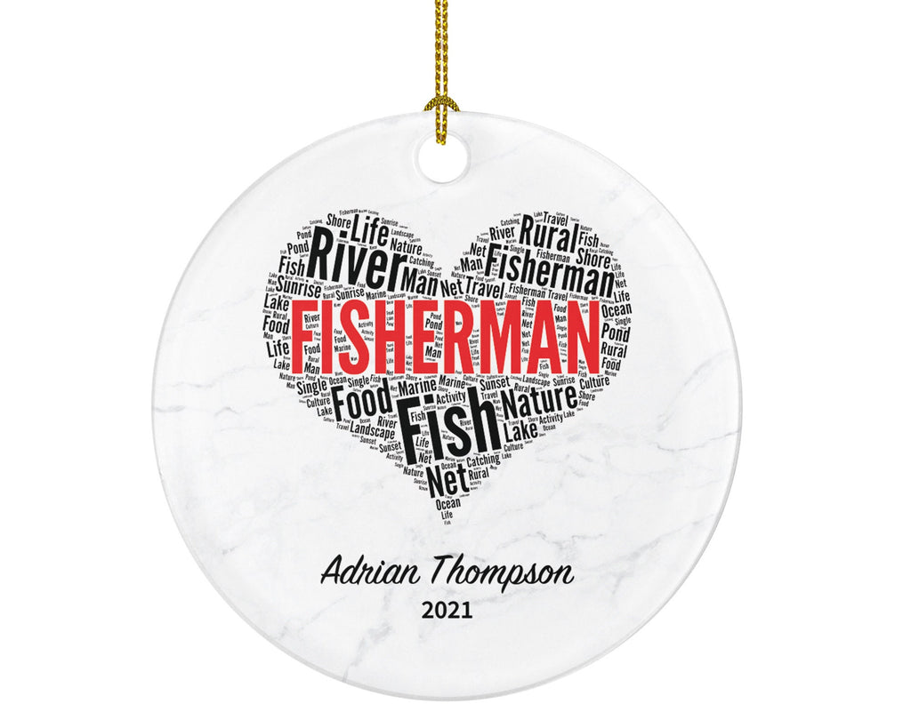 Fisherman Fishing Christmas Ornament Personalized - Custom Fisher Ornament with Name - Gift for Fishermen