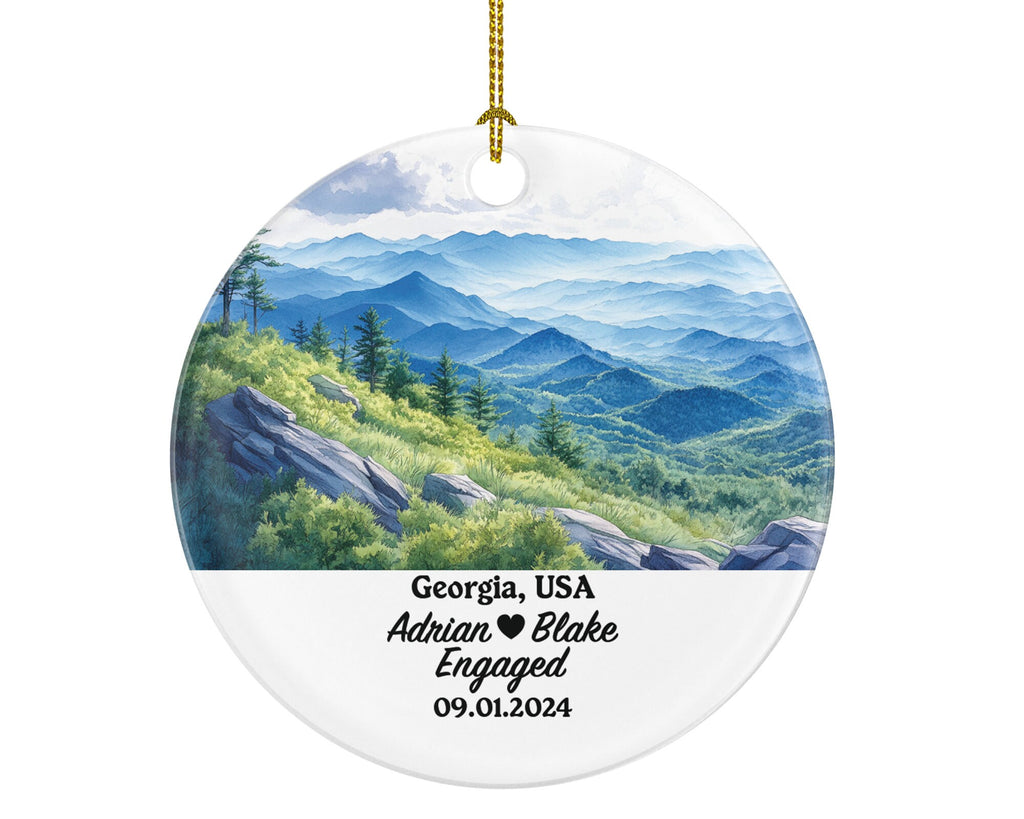 Georgia Christmas Ornament Personalized - GA Engaged Married Family Together Couple Travel Honeymoon Engagement Marriage