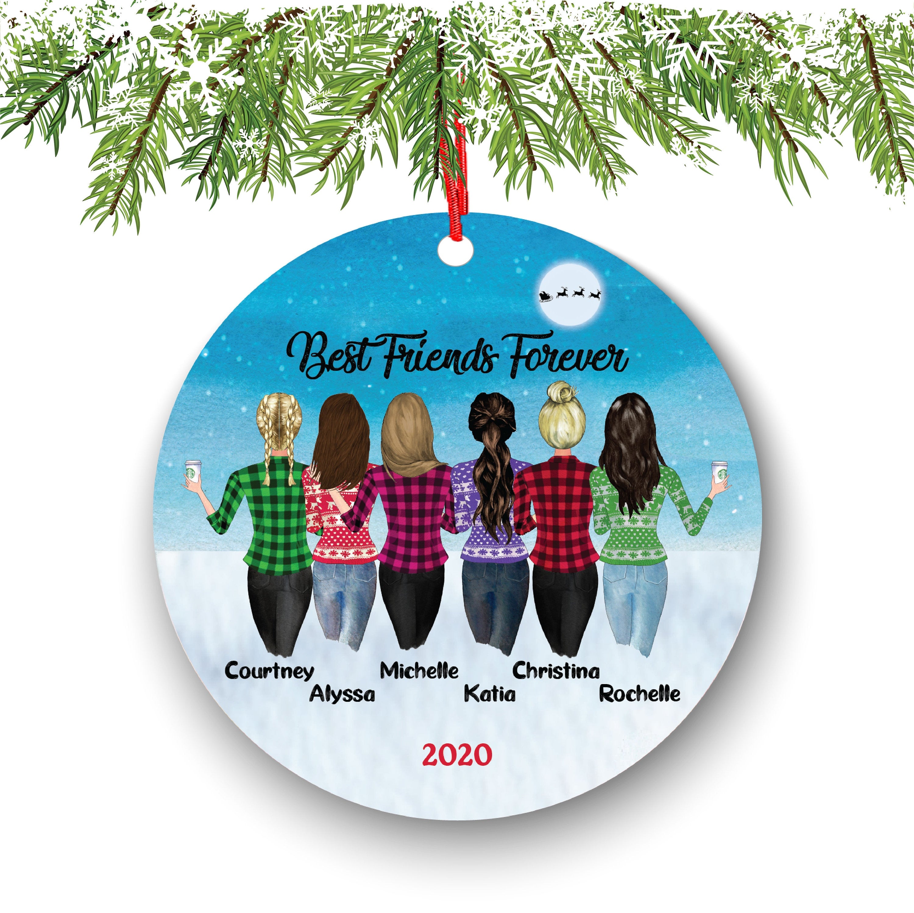 Soul Sisters for 5 6 7 8 Best Friends Christmas Ornament for Sisters, Personalized Ornament, BFF Gift, Personalized Friend Ornament, Besties
