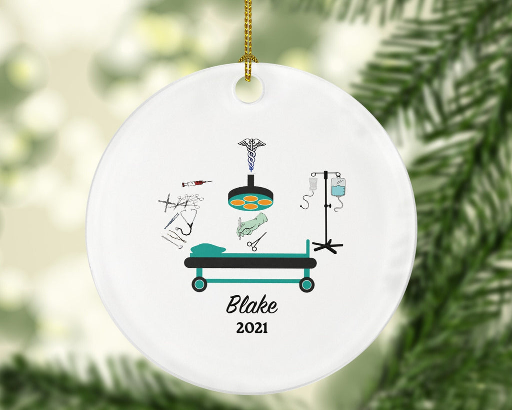 Surgeon Doctor Christmas Ornament Personalized - Surgery Medical Dr Gift for MD - Custom Name Year