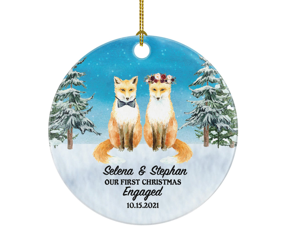 First Christmas Engaged Custom Ornament - Personalized Engagement Announcement Couple Gift - Custom Date Name - Future Husband Wife