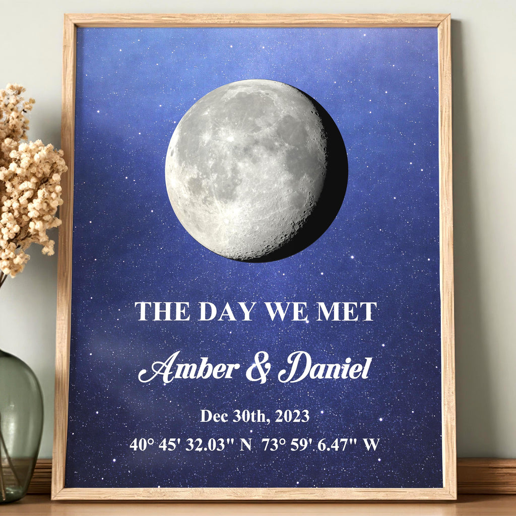 Custom Moon Phase Map with Your Story | Personalized Couple Gift | Romantic Anniversary Keepsake | Aluminum Metal Print