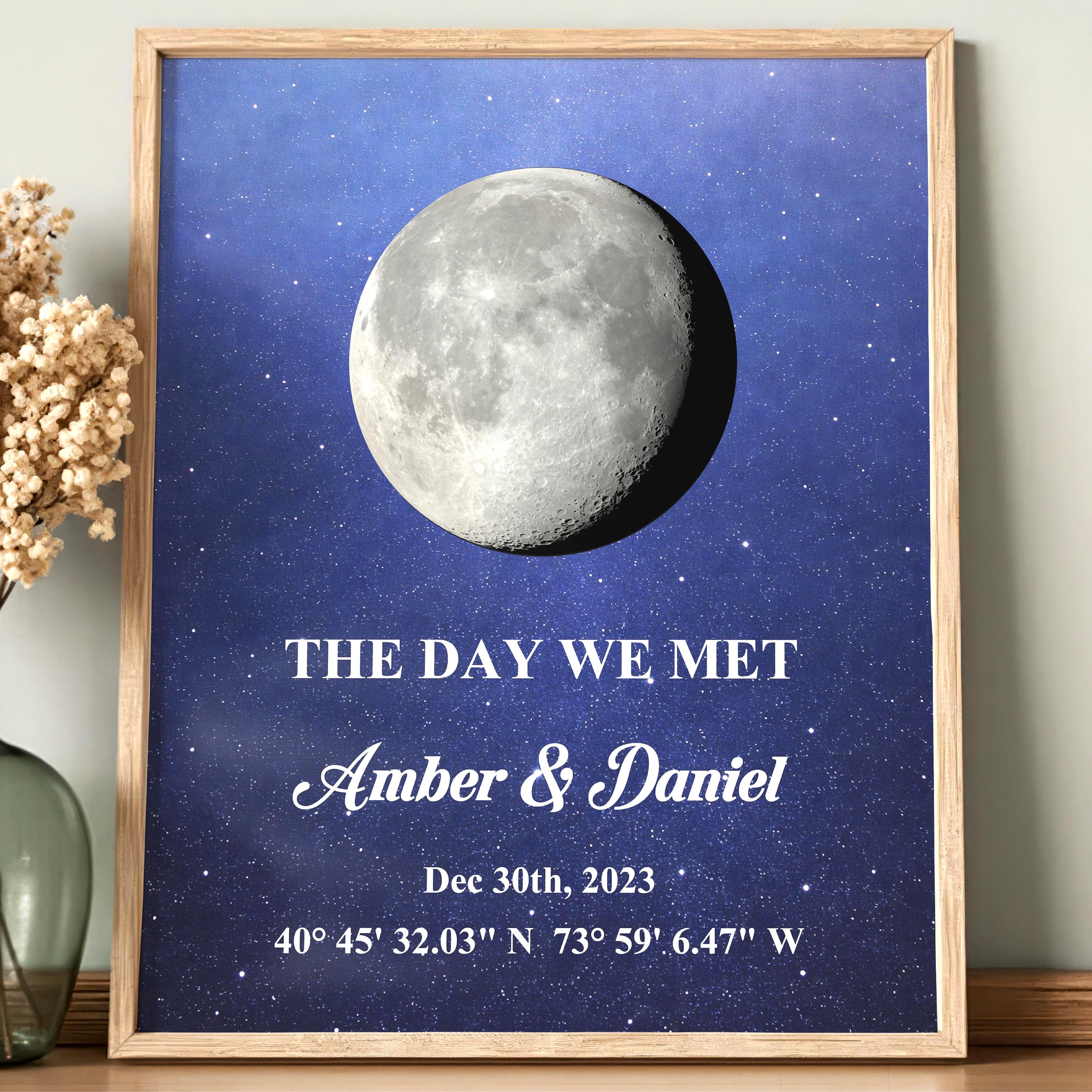 Custom Moon Phase Map with Your Story | Personalized Couple Gift | Romantic Anniversary Keepsake | Aluminum Metal Print
