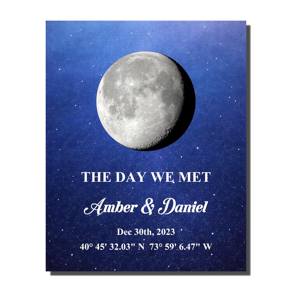 Custom Moon Phase Map with Your Story | Personalized Couple Gift | Romantic Anniversary Keepsake | Aluminum Metal Print