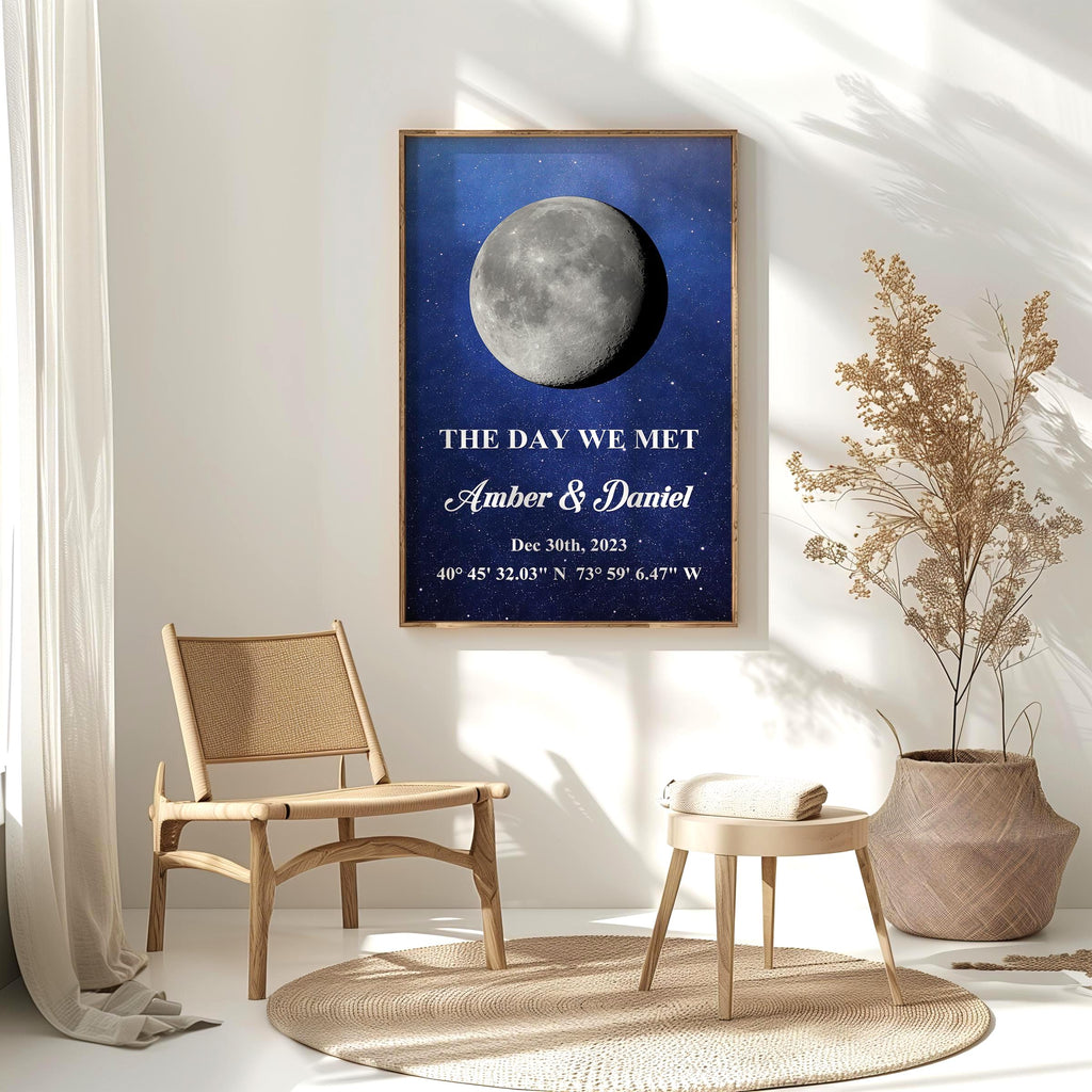 Custom Moon Phase Map with Your Story | Personalized Couple Gift | Romantic Anniversary Keepsake | Aluminum Metal Print