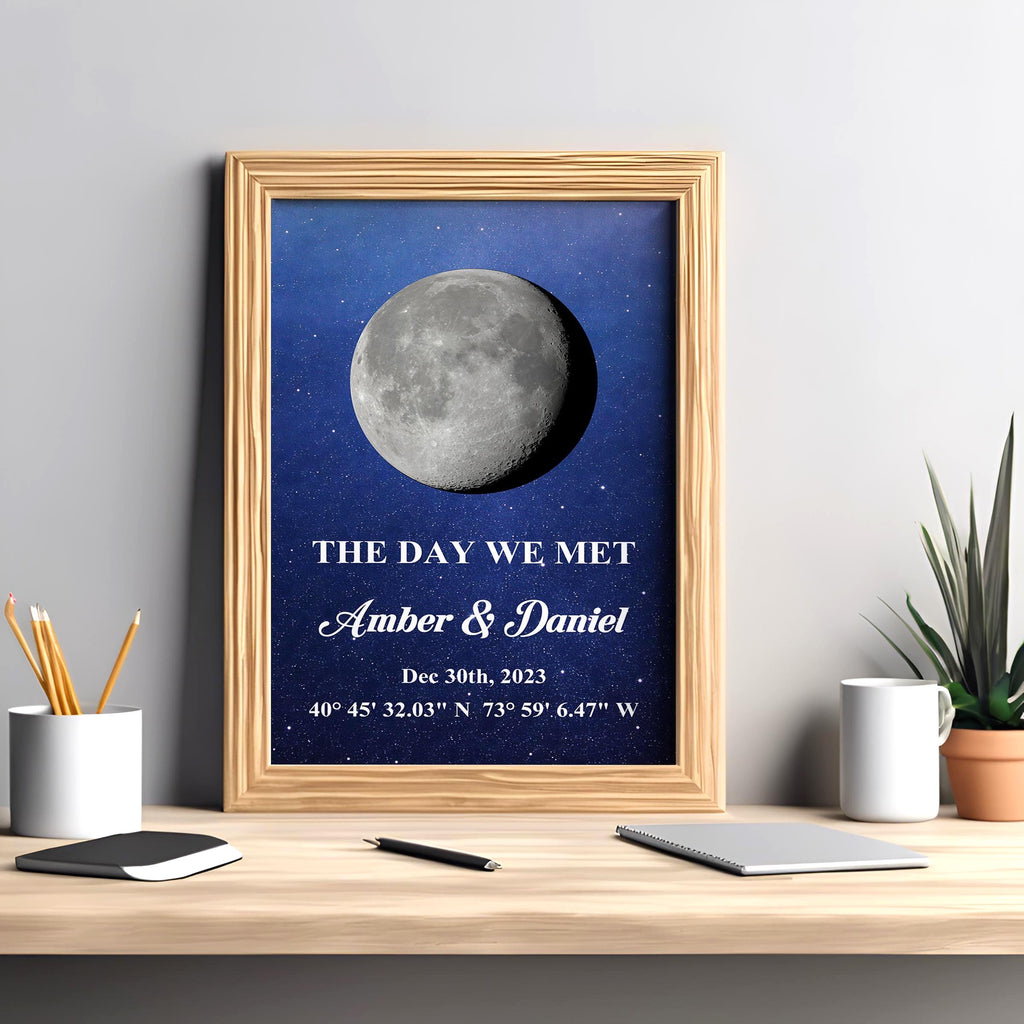 Custom Moon Phase Map with Your Story | Personalized Couple Gift | Romantic Anniversary Keepsake | Aluminum Metal Print