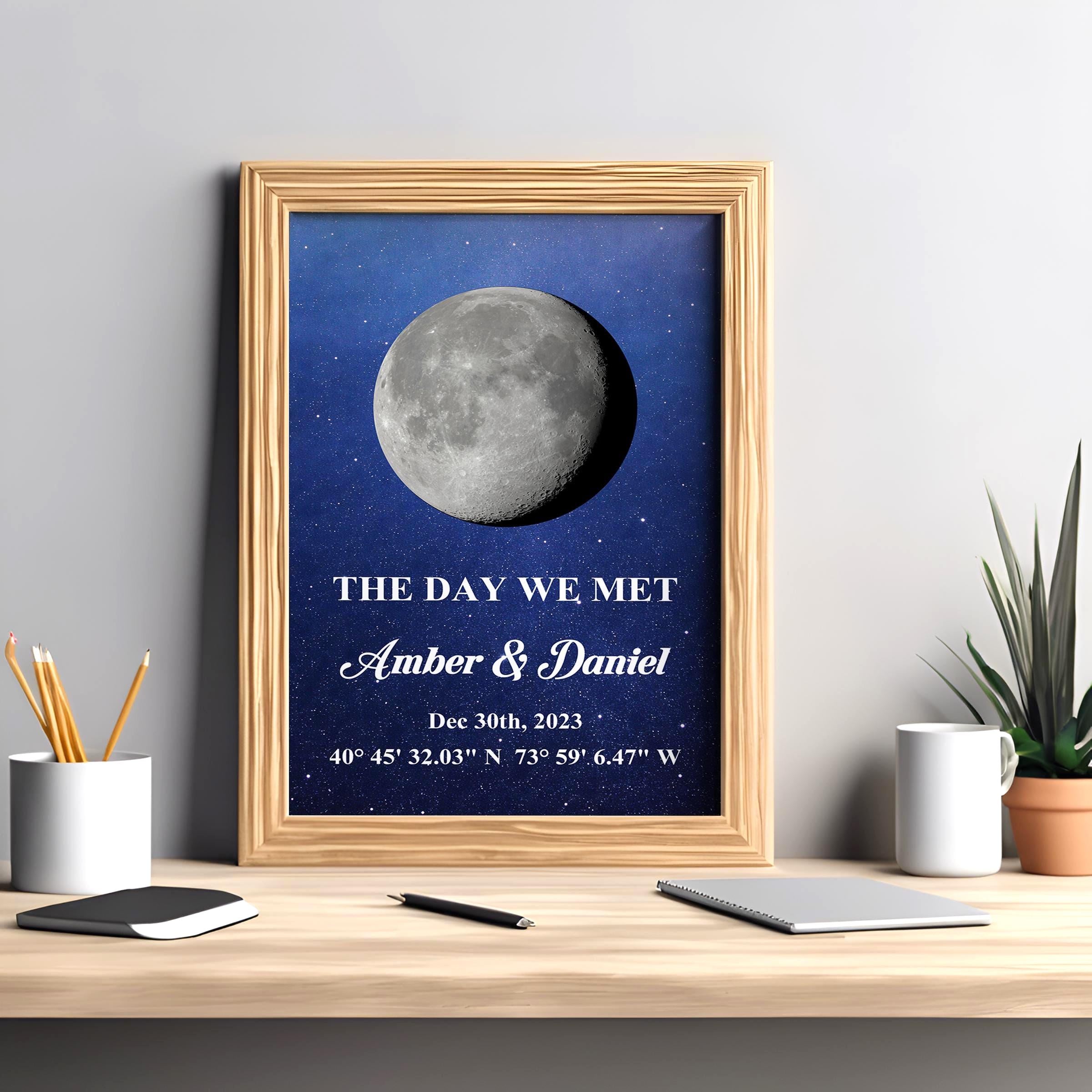 Custom Moon Phase Map with Your Story | Personalized Couple Gift | Romantic Anniversary Keepsake | Aluminum Metal Print
