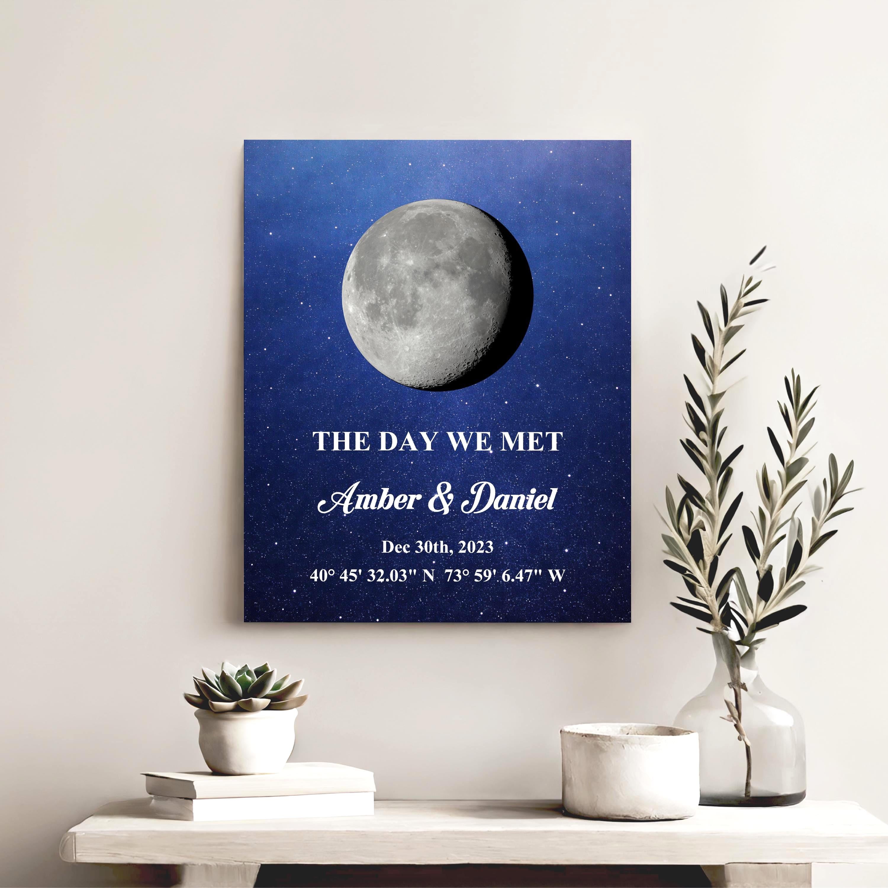 Custom Moon Phase Map with Your Story | Personalized Couple Gift | Romantic Anniversary Keepsake | Aluminum Metal Print