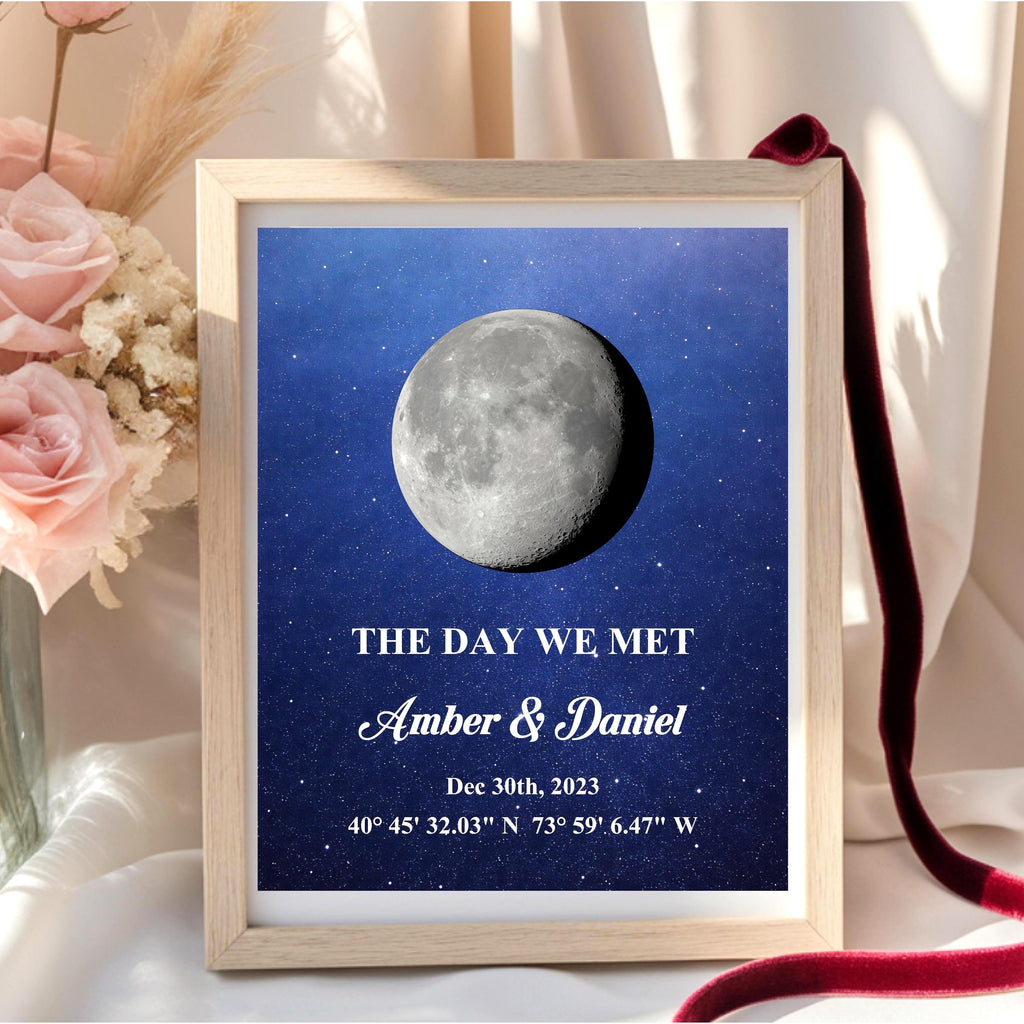 Custom Moon Phase Map with Your Story | Personalized Couple Gift | Romantic Anniversary Keepsake | Aluminum Metal Print